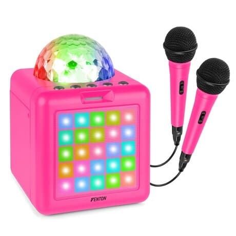 KAR15B Karaoke Högtalare med 2 mikrofoner, Rosa