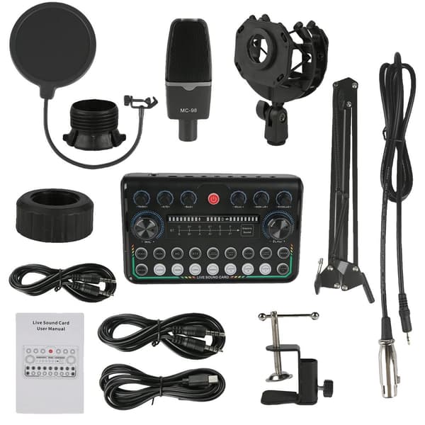 Streaming-mikrofoni, kotistudio käyttöön, langallinen viestintä,Musta