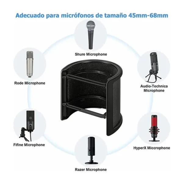 Mic Pop Filter 3-kerroksinen kompakti U-muotoinen mikrofoni Pop Shield tuulilasi puhuvan laulun tallentamiseen