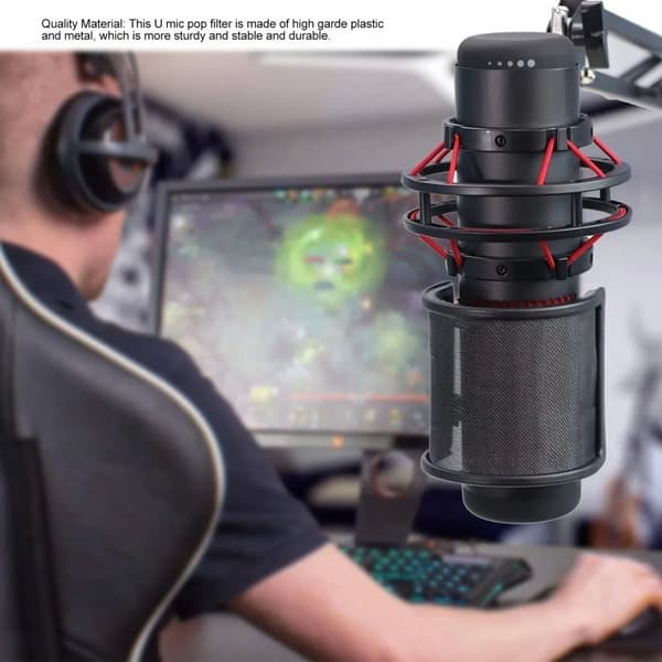 Mic Pop Filter 3-kerroksinen kompakti U-muotoinen mikrofoni Pop Shield tuulilasi puhuvan laulun tallentamiseen