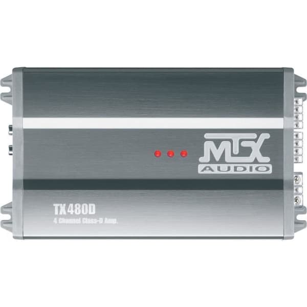 MTX TX480D 12V 4-kanals klass-D 4x80W RMS aluminiumförstärkare