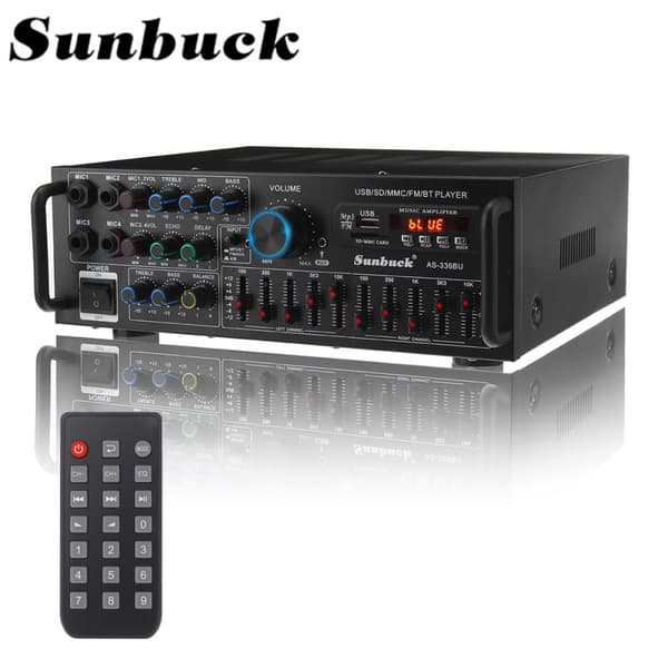 Sunbuck hi-fi forstærker 2000 watt stereo effektforstærker 2-kanals forstærker bluetooth 5.0 audio stereo effektforstærker