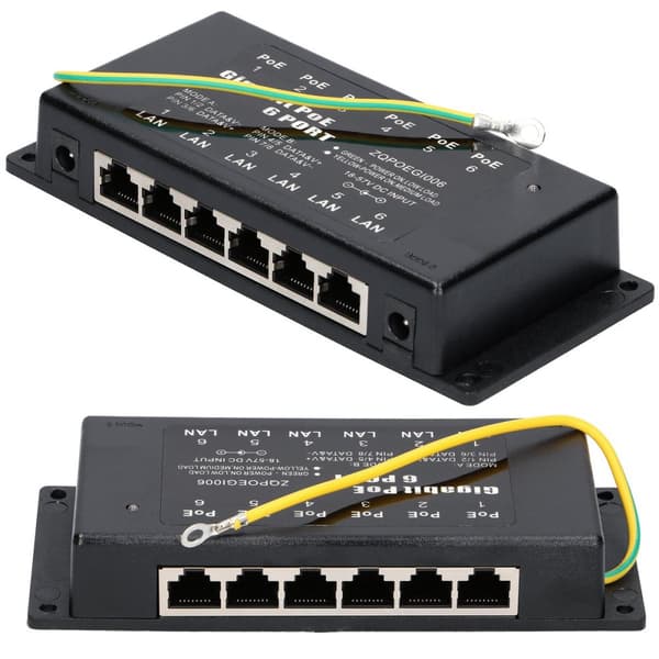 Extralink 6 Portowy | Gigabit PoE Injektor | 6x 1000Mb/s RJ45