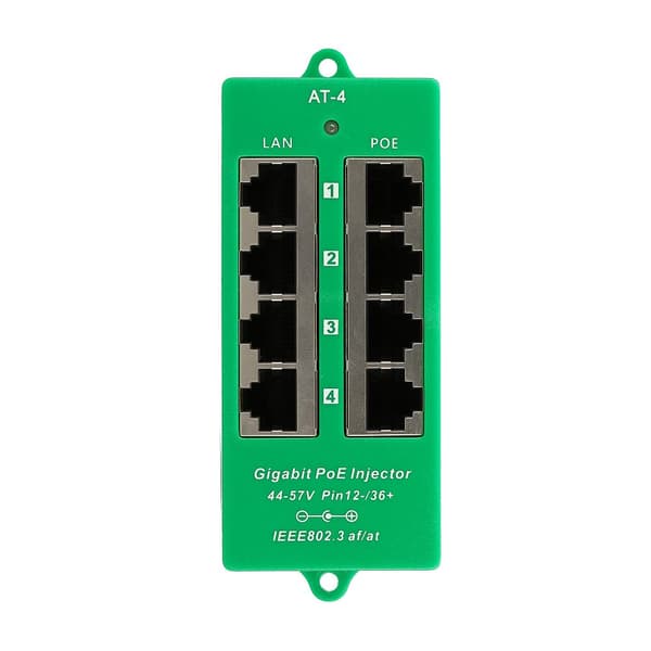 Extralink 4 Portowy | Gigabit PoE Injector | Aktiivinen, 4 Gigabit 802.3at/af -porttia, tila A