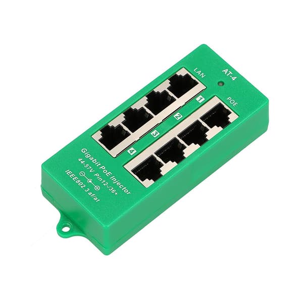 Extralink 4 Portowy | Gigabit PoE Injector | Aktiivinen, 4 Gigabit 802.3at/af -porttia, tila A