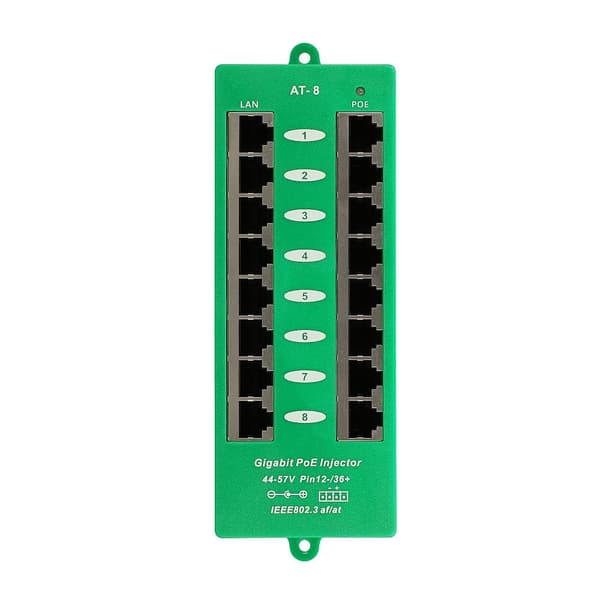 Extralink 8 Portowy | Gigabit PoE Injector | Aktiivinen, 8 Gigabit 802.3at/af -porttia, tila A