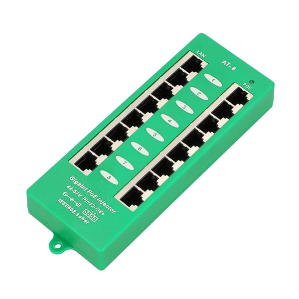 Extralink 8 Portowy | Gigabit PoE Injector | Aktiivinen, 8 Gigabit 802.3at/af -porttia, tila A