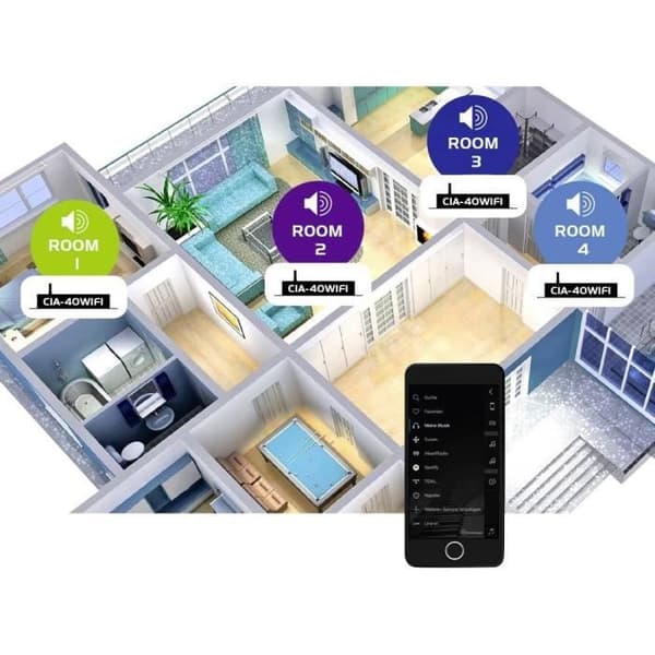 Omnitronic CIA-40WIFI 2.0 stereoförstärkare 2x25 W svart AirPlay, DLNA, Internetradio, USB, WiFi