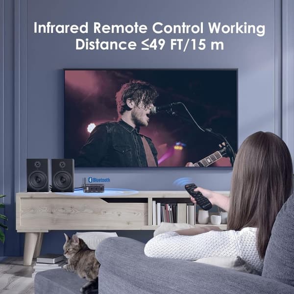 Fosi Audio BL20A 200W Bluetooth 5.0 Home Audio Stereoforstærker Hi-Fi Mini Klasse D integreret forstærker med U-Disk/3,5MM AUX/RCA-indgang og fjernbet