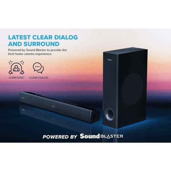 CREATIVE STAGE V2 2.1 SOUNDBAR MED SUBWOOFER, CLEAR DIALO