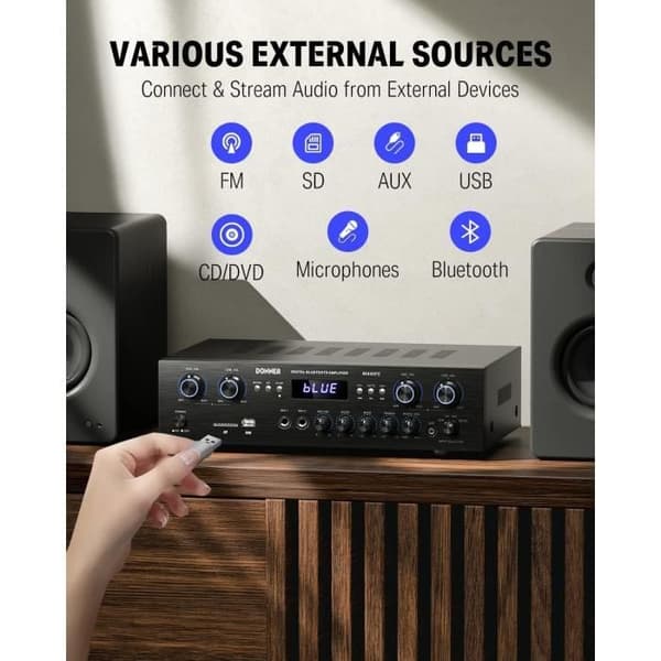 Ljudförstärkare 4 Kanaler - GENERISK - Ge - Bluetooth 5.0 - 440W - USB/SD/FM