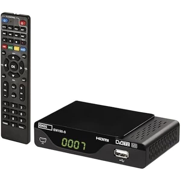 DVB-T2 HD-mottagare - EMOS - Modell med USB, HDMI, scart - PVR - Mediaspelare - Full HD