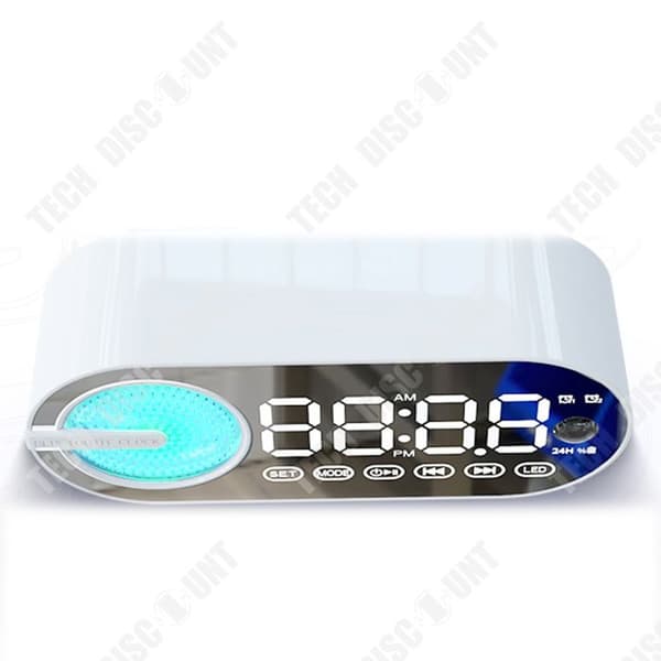 TD® Bluetooth Audio Mirror Klocka Väckarklocka Stereo Färgglada Ambient Lights Subwoofer Bärbar present Bluetooth-högtalare