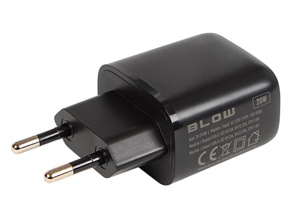 Väggladdare USB-uttag + USB-C QC 20W