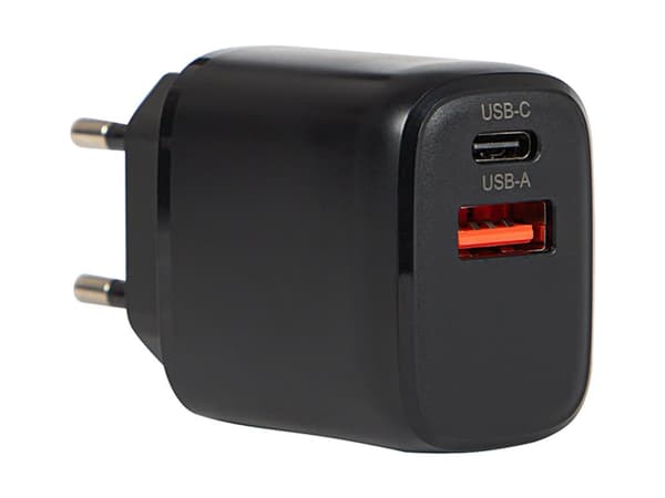 Väggladdare USB-uttag + USB-C QC 20W