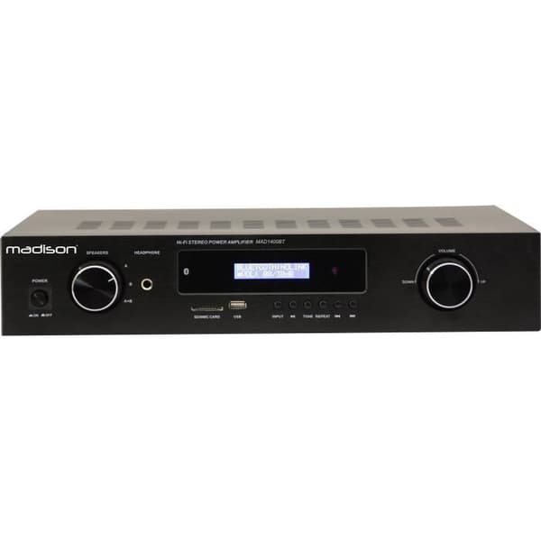 MADISON MAD1400BT 2x100W RMS stereo Hi-Fi-förstärkare med Bluetooth, USB-SD-läsare och FM-tuner