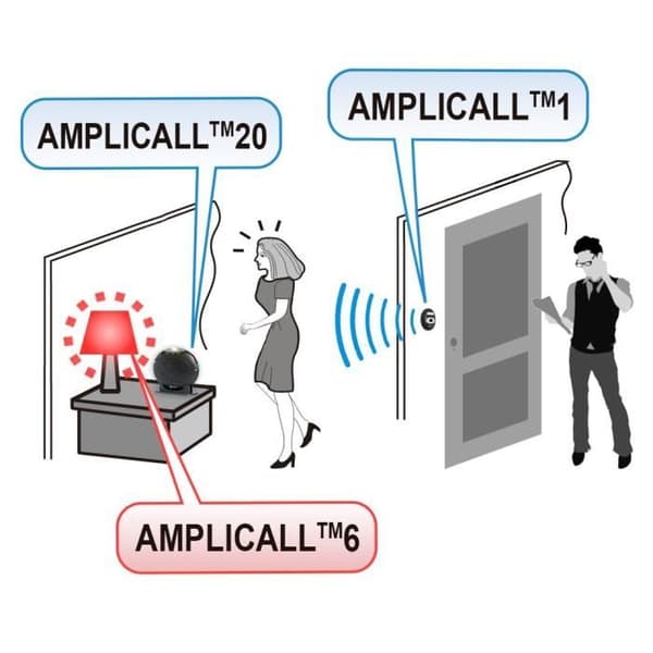 Pack amplicall 20-6 GEEMARC - Består av AC20: klocka och ringsignalförstärkare + AC6: smart glödlampa