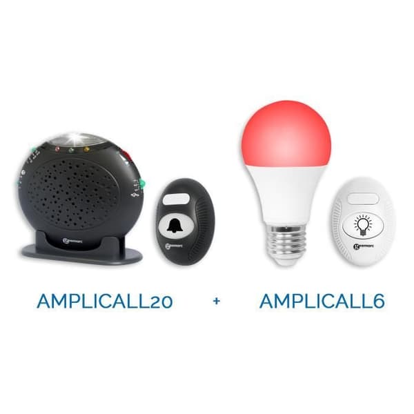 Pack amplicall 20-6 GEEMARC - Består av AC20: klocka och ringsignalförstärkare + AC6: smart glödlampa