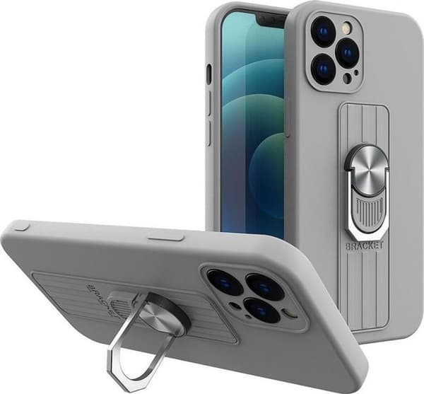 Hurtel Ring Case Silikonhuvud med ring och stöd för Samsung Galaxy S21+ 5G (S21 Plus 5G) Silver