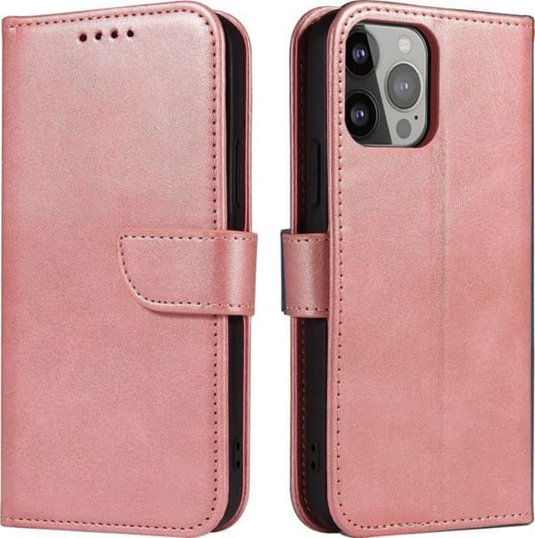 Hurtel Magnet Case elegant etui med ficka och ställfunktion för iPhone 13 Pro Max rosa