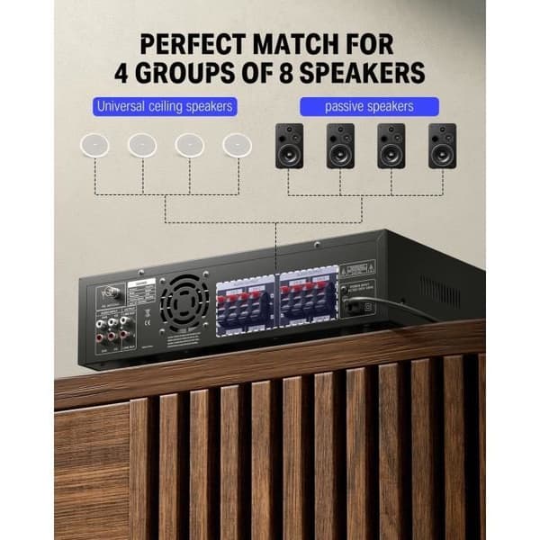 Ljudförstärkare 4 Kanaler - GENERISK - Ge - Bluetooth 5.0 - 440W - USB/SD/FM