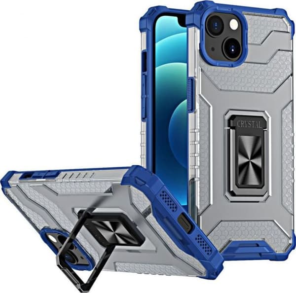 Hurtel Crystal Ring Case hybrid skyddande skal + magnetiskt stöd iPhone 12 blå