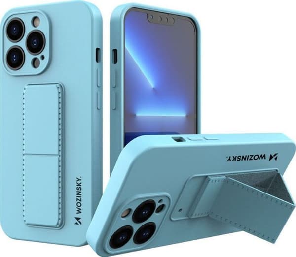 Wozinsky Kickstand Case Flexibel silikonfodral med stativ för iPhone 13 Pro Max Blå
