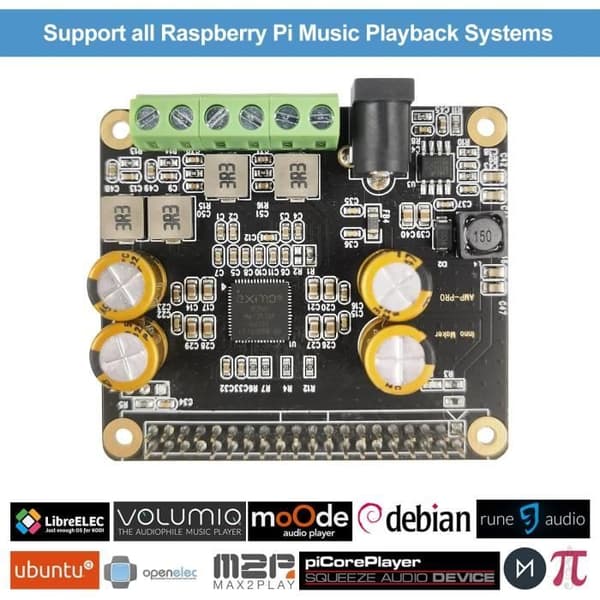 Innomaker HIFI AMP PRO Förstärkare HiFi 2x40W Klass D Hat MA12070P 48KHz/24bit Volumio Max2Play Raspbian Bluetooth Streaming R