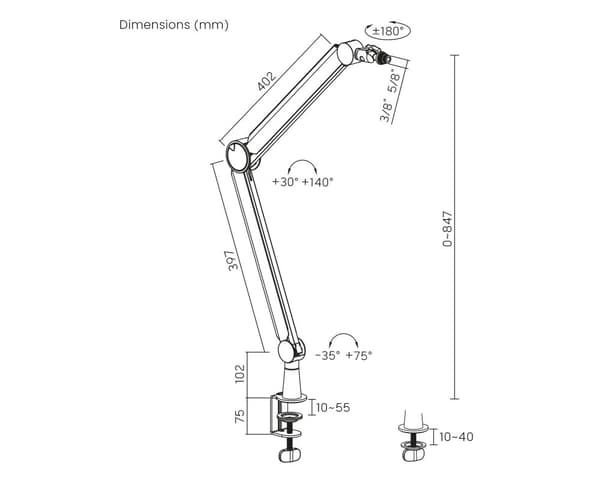 Studio Mircrophone Arm - Mikrofoniteline Musta