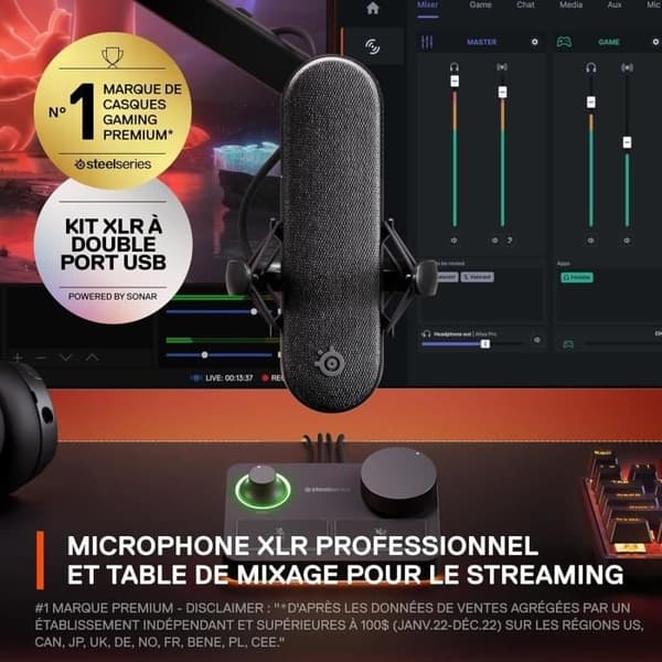 XLR-spelmikrofon i studiokvalitet - STEELSERIES - ALIAS PRO - Svart
