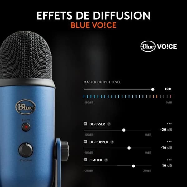 USB-mikrofon - Blue Yeti - För inspelning, streaming, spel, podcast på PC eller Mac - Blå