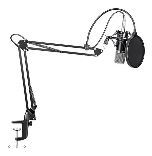 Podcasting Microphone with Boom Arm kit, black