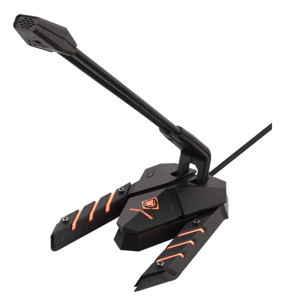 DELTACO GAMING USB-skrivbordsmikrofon med RGB-belysning, svart