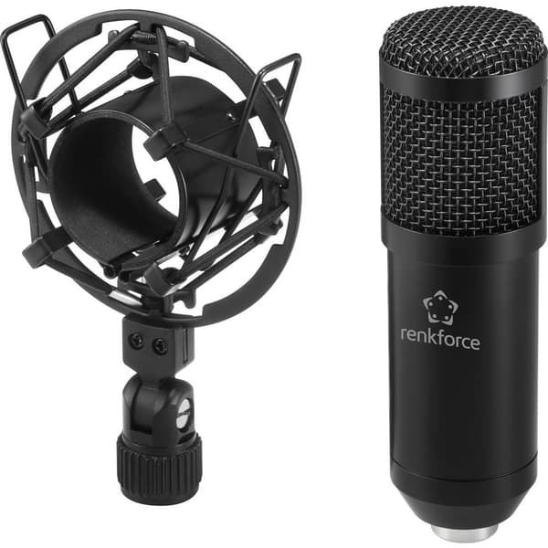 Renkforce RF-MIC-510 Stativ USB-mikrofon Sändare signal:USB inkl. väska, inkl. spindel, inkl. vindskydd, inkl. kabel, i