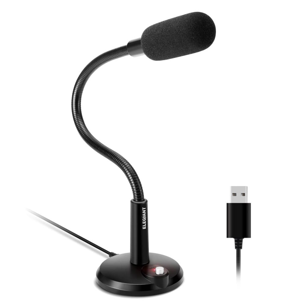 Skrivbordsmikrofon, ELEGIANT Kondensator Dator USB-mikrofon, Plug and Play Laptop-mikrofon, PC-mikrofon med Mute-knapp Kompatibel med Zoom Skype Youtu