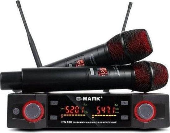 Trådlös mikrofon - Karaoke Set med 2 mikrofoner - Komplett uppsättning - G -Mark EW100
