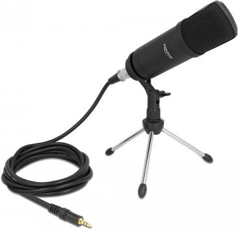 DeLOCK professionel computer-podcast-mikrofon med XLR-forbindelse og 3-benet jackstik + adapterkabel til smartphone og tablet (66640)