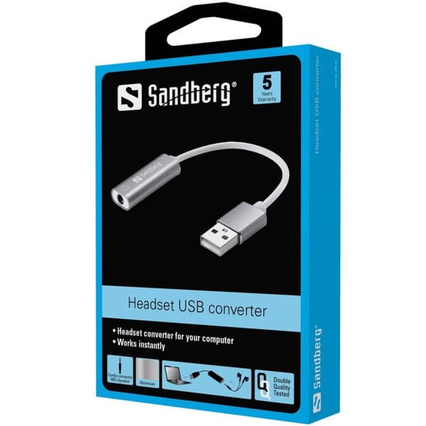 Sandberg Headset USB konverter, konverter 4 pin 3,5 mm stik til USB