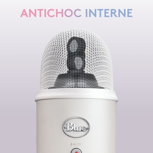 USB -mikrofon - Blue Yeti Premium - för inspelning, streaming, spel, podcast på PC eller Mac - White White Mist