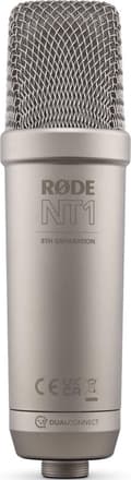 Miniatyrbild 1 av 9: Rode NT1 5:e generationens kondensatormikrofon med stort membran - Silver (NT1GEN5)