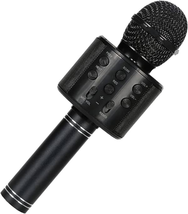 Karaoke-mikrofoni kaiuttimella ja Bluetoothilla Musta