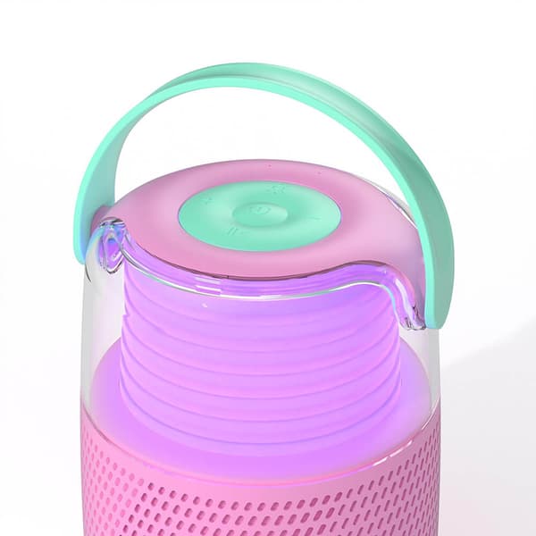 Høyttaler Karaoke Kit Mic LED Rosa