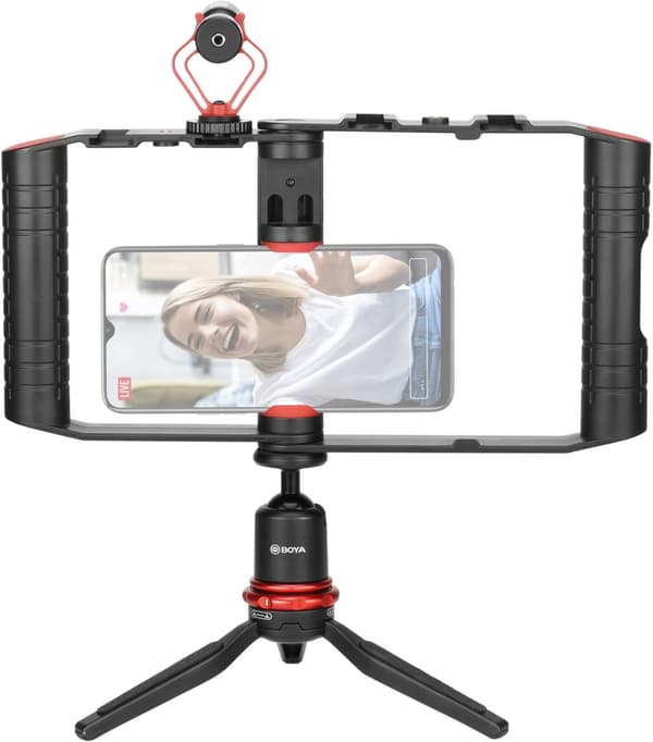 Boya Vlogger Kit Cu Microfon BY-MM1, Mini Trepied + Holder, pentru Smartphone "BY-VG380" (timbru verde 0.18 lei)