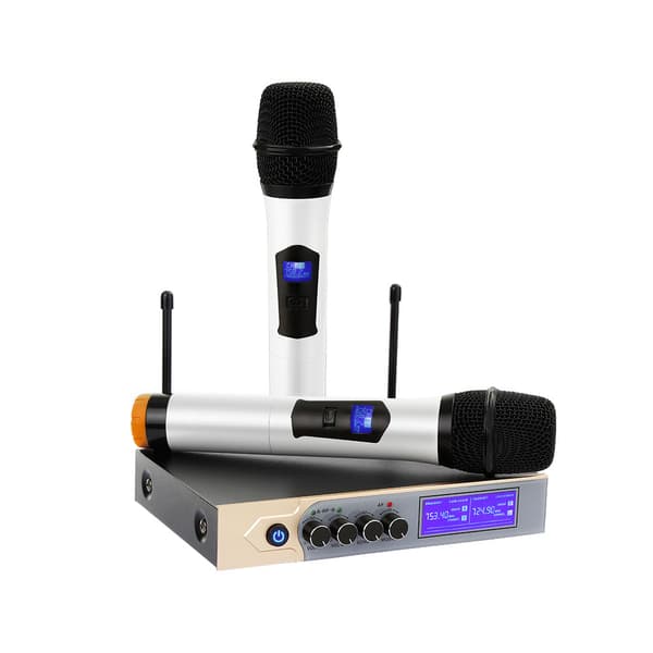 UHF trådlöst mikrofonsystem Dubbel handhållen karaokemikrofon med 2 handhållna mikrofoner