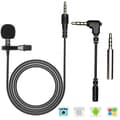 Miniatyrbild 1 av 4: Lavalier Mikrofon för PC 3,5 mm Audio Jack Clip-on kondensatormikrofon med adapter för Skype, iPhone, Android etc - Svart