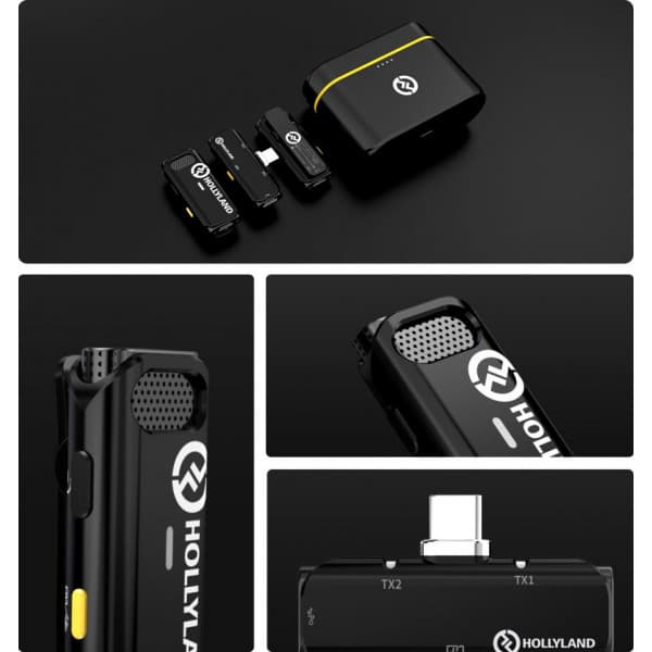 Hollyland Lark C1 Duo Android trådløst mikrofonsystem, sort