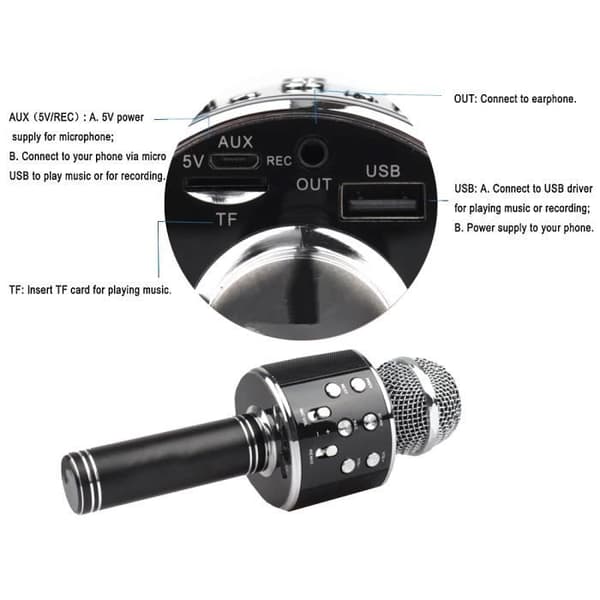 WS-858 Bärbar trådlös mikrofon - WS-858 - BT HIFI-högtalare - Uppladdningsbart Li-batteri