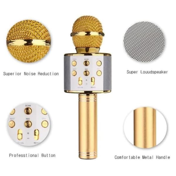 Bluetooth trådlös mikrofon Karaoke Högtalare Musikspelare KTV Sångmikrofon Handhållen mikrofon 1800Mah