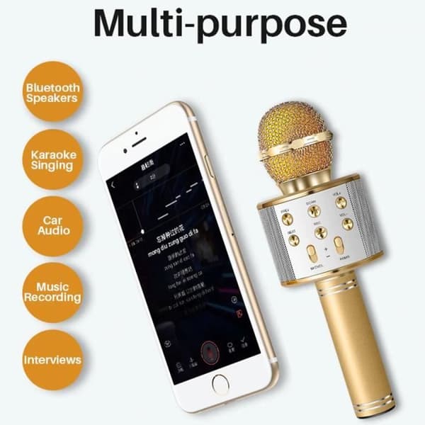 Bluetooth trådlös mikrofon Karaoke Högtalare Musikspelare KTV Sångmikrofon Handhållen mikrofon 1800Mah