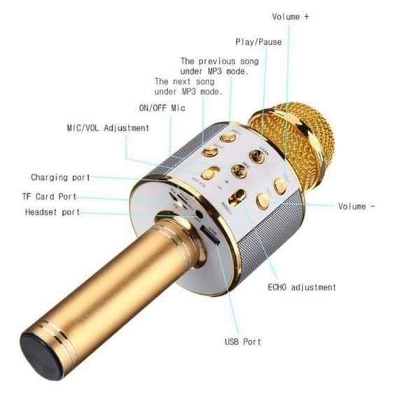 Bluetooth trådlös mikrofon Karaoke Högtalare Musikspelare KTV Sångmikrofon Handhållen mikrofon 1800Mah